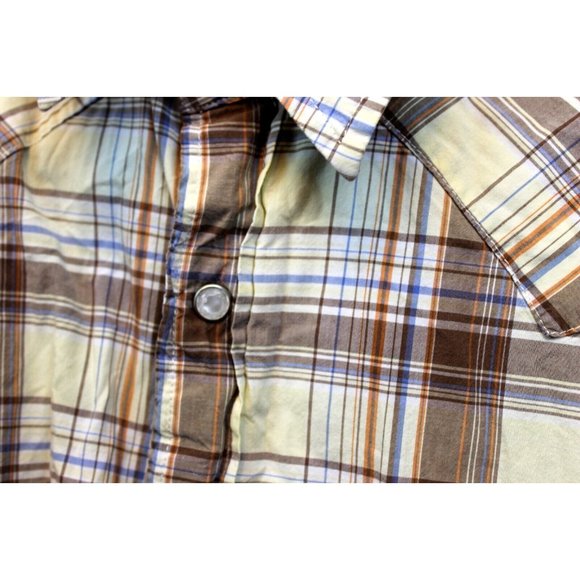 American Eagle Vtg Slim Fit Mens Sz L Plaid Collared Pearl Snap Western Shirt - Picture 8 of 10